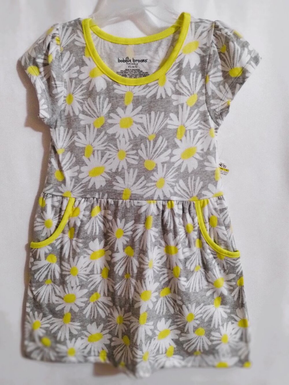 Bobbie Brooks Daisy Print Dress - Gray & Yellow, XS, S, M